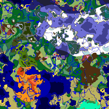 Predicted biome map of Java 26.3 seed 5405397882694201158 around estimated spawn