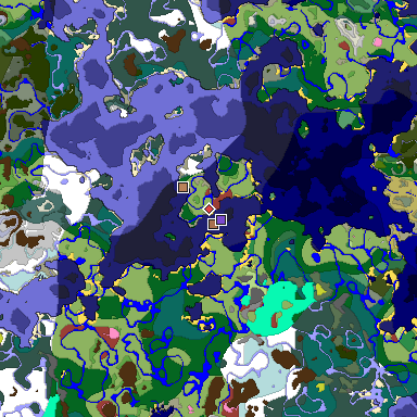 Predicted biome map of Java 26.3 seed 5719229653924693394 around estimated spawn