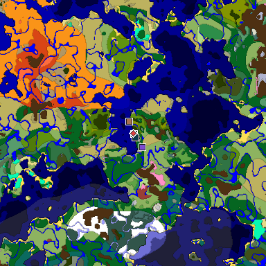 Predicted biome map of Java 26.3 seed 1987286196484681735 around estimated spawn