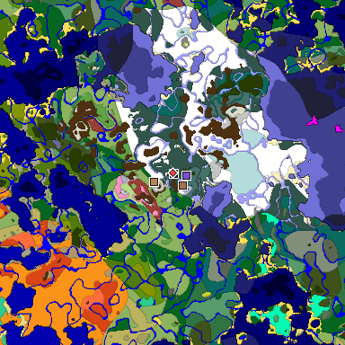 Predicted biome map of Java 26.3 seed -4963378003095653214 around estimated spawn