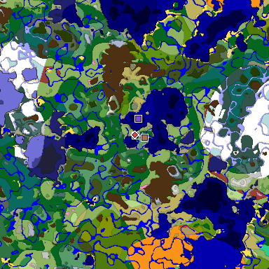 Predicted biome map of Java 26.3 seed -6819582943157528525 around estimated spawn