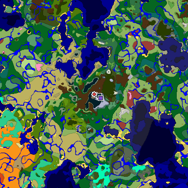 Predicted biome map of Java 26.3 seed -8489212503011710024 around estimated spawn