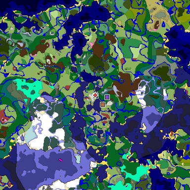 Predicted biome map of Java 26.3 seed 8628903138965421622 around estimated spawn