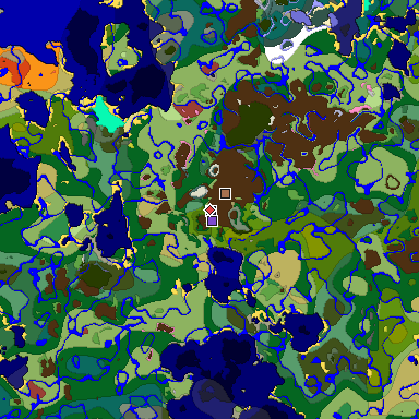 Predicted biome map of Java 26.3 seed -8109170688408573327 around estimated spawn