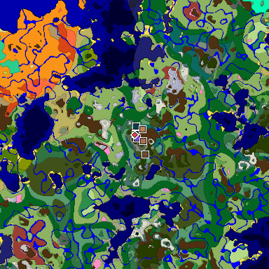 Predicted biome map of Java 26.3 seed 2370894706813185640 around estimated spawn