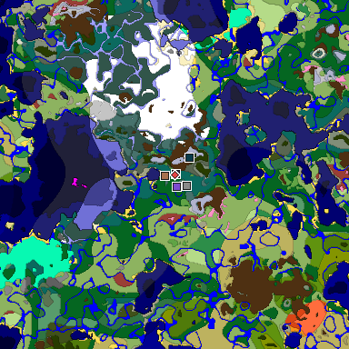 Predicted biome map of Java 26.3 seed 4498251652480370172 around estimated spawn