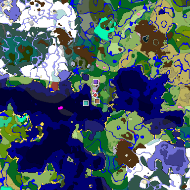 Predicted biome map of Java 26.3 seed 1023293451000595299 around estimated spawn