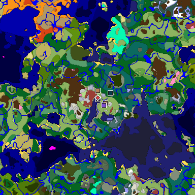 Predicted biome map of Java 26.3 seed 8328794464642831444 around estimated spawn
