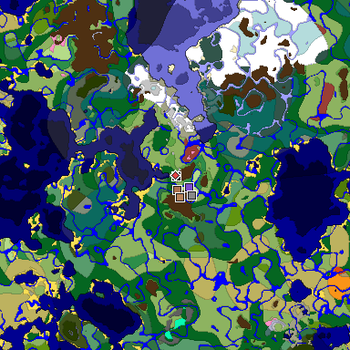 Predicted biome map of Java 26.3 seed -5821666153520665789 around estimated spawn