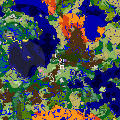 Predicted biome map of Java 26.3 seed 2896463612599148270 around estimated spawn