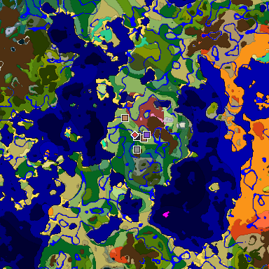 Predicted biome map of Java 26.3 seed 2031168691486835559 around estimated spawn