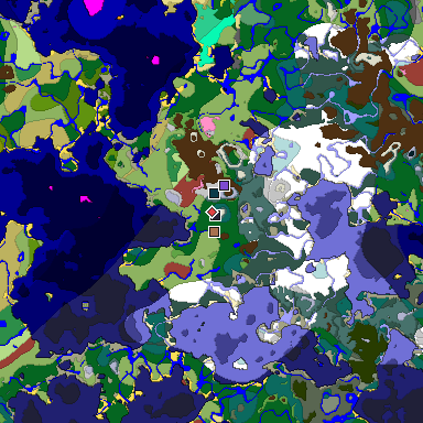 Predicted biome map of Java 26.3 seed -5665687878659131457 around estimated spawn