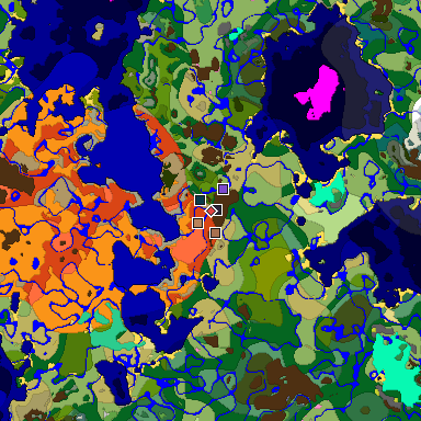 Predicted biome map of Java 26.3 seed -8420097790763283231 around estimated spawn