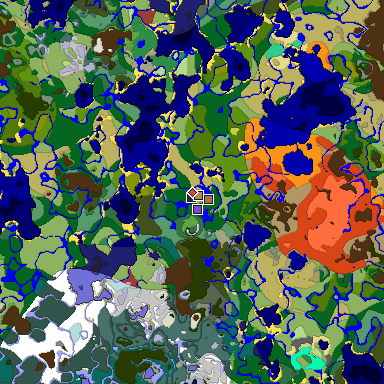 Predicted biome map of Java 26.3 seed 8191100709444498976 around estimated spawn