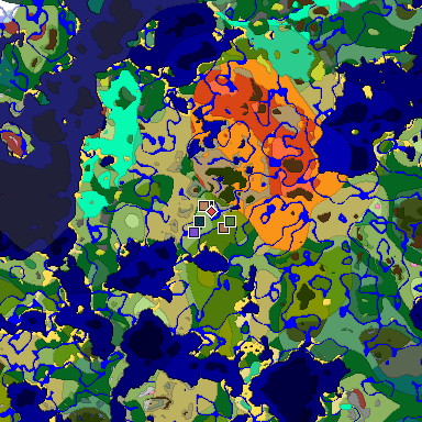 Predicted biome map of Java 26.3 seed 5567465480278608144 around estimated spawn