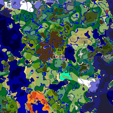 Predicted biome map of Java 26.3 seed -1441664203467188259 around estimated spawn