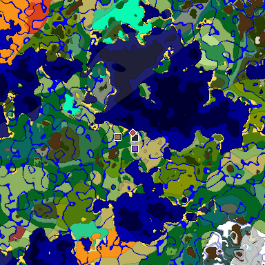 Predicted biome map of Java 26.3 seed 6606764096519945449 around estimated spawn