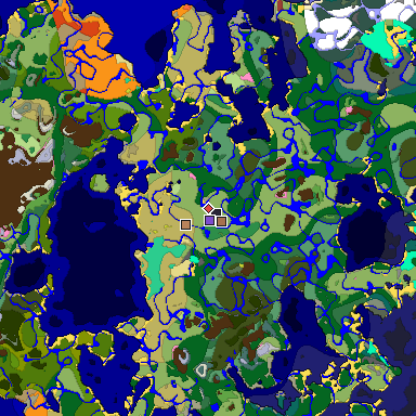 Predicted biome map of Java 26.3 seed 2179254750318885181 around estimated spawn