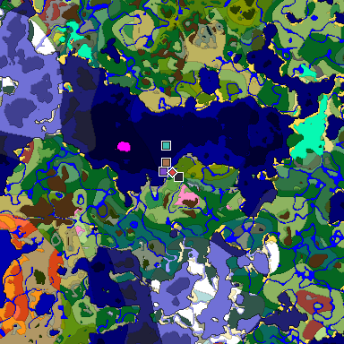 Predicted biome map of Java 26.3 seed -5648333434929745294 around estimated spawn