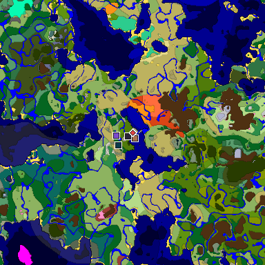 Predicted biome map of Java 26.3 seed 3438499834861948940 around estimated spawn