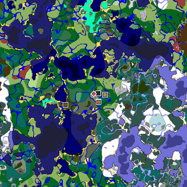Predicted biome map of Java 26.3 seed 4957571967426446225 around estimated spawn