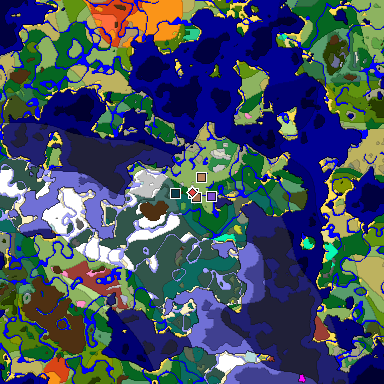 Predicted biome map of Java 26.3 seed -4479930484530880026 around estimated spawn