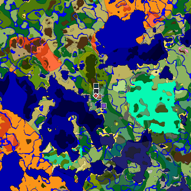 Predicted biome map of Java 26.3 seed 5140300277875927235 around estimated spawn