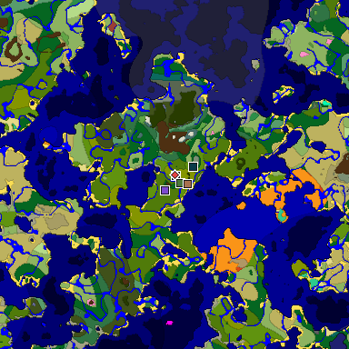 Predicted biome map of Java 26.3 seed -9213629196942330779 around estimated spawn