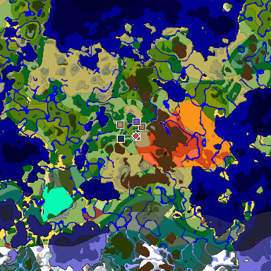 Predicted biome map of Java 26.3 seed -4793550401782327117 around estimated spawn