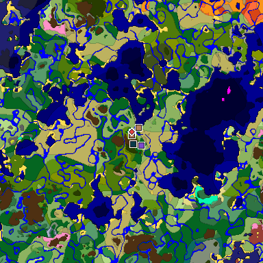 Predicted biome map of Java 26.3 seed 4412864314659441508 around estimated spawn