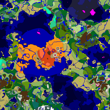 Predicted biome map of Java 26.3 seed -2850225150582243737 around estimated spawn