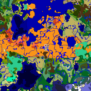 Predicted biome map of Java 26.3 seed -3790290402224637982 around estimated spawn
