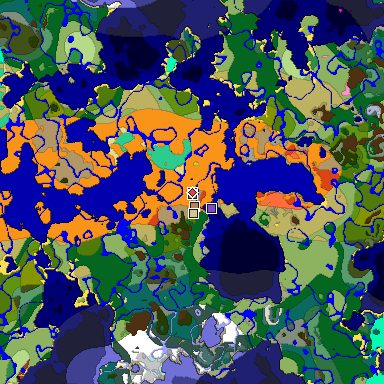 Predicted biome map of Java 26.3 seed -8254148213667100182 around estimated spawn