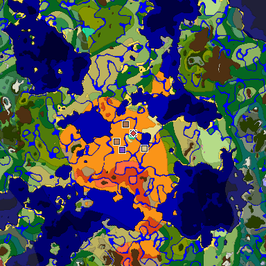 Predicted biome map of Java 26.3 seed 8331927530562473284 around estimated spawn