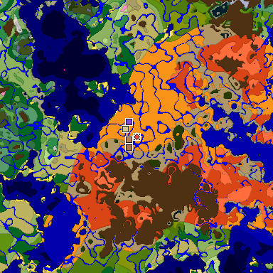 Predicted biome map of Java 26.3 seed -1714141662519896640 around estimated spawn