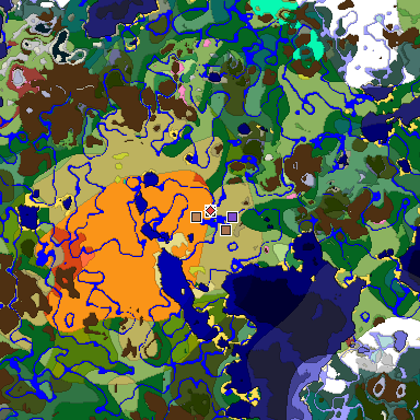 Predicted biome map of Java 26.3 seed -7084089865523023249 around estimated spawn
