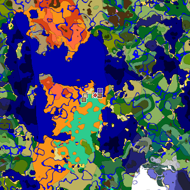 Predicted biome map of Java 26.3 seed 6019747737384445879 around estimated spawn