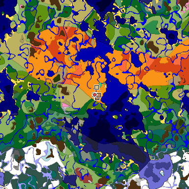 Predicted biome map of Java 26.3 seed 1577666952514897802 around estimated spawn