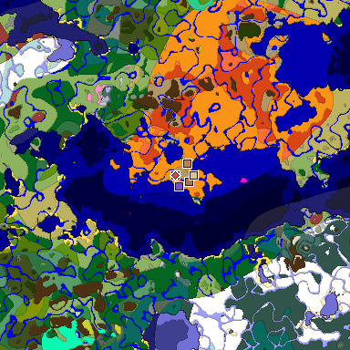 Predicted biome map of Java 26.3 seed -7518067117568285979 around estimated spawn