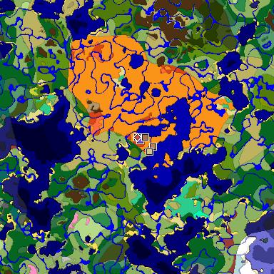 Predicted biome map of Java 26.3 seed 6829012062238019777 around estimated spawn