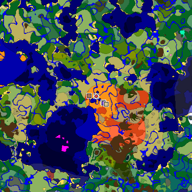 Predicted biome map of Java 26.3 seed 2079255863310365624 around estimated spawn