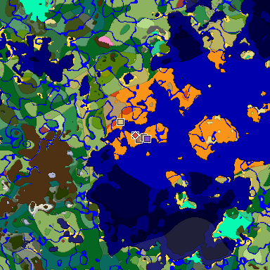 Predicted biome map of Java 26.3 seed -5878137185072791209 around estimated spawn