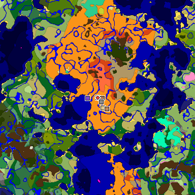 Predicted biome map of Java 26.3 seed 2635973869461261451 around estimated spawn