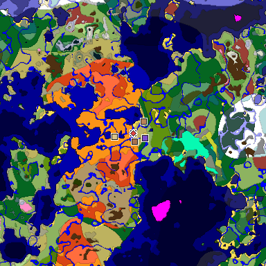 Predicted biome map of Java 26.3 seed -813008276239706978 around estimated spawn