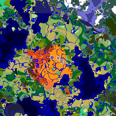 Predicted biome map of Java 26.3 seed 1386831856271197341 around estimated spawn