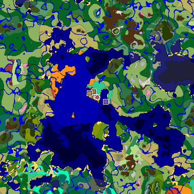 Predicted biome map of Java 26.3 seed -5918143478938752450 around estimated spawn