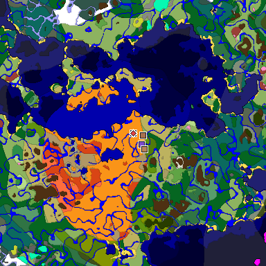 Predicted biome map of Java 26.3 seed -4966685826288394184 around estimated spawn