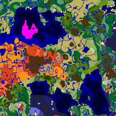 Predicted biome map of Java 26.3 seed -4115851823392046735 around estimated spawn