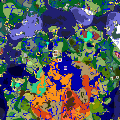 Predicted biome map of Java 26.3 seed -8663715375209139758 around estimated spawn