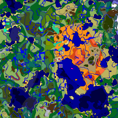Predicted biome map of Java 26.3 seed -3473856152664974649 around estimated spawn